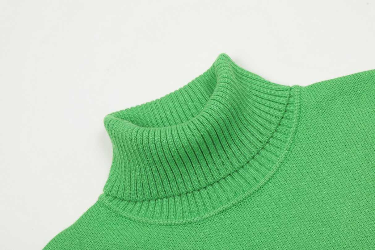 Am1 2024SS classic green jacquard big heart turtleneck sweater ETTZ2XCT