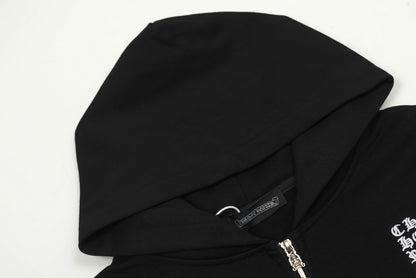 Chrome Hearts black embroidered and printed heavy-duty zip-up hoodie C6BFSIQX