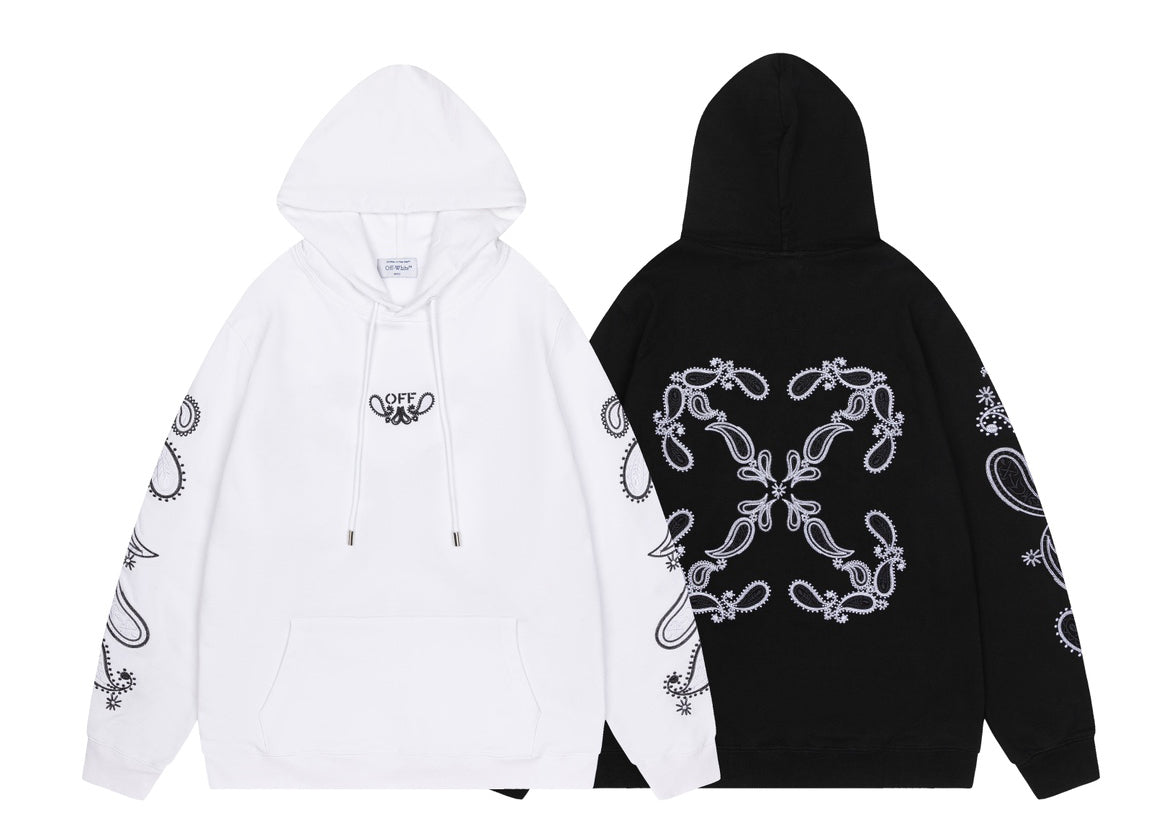 Off-White 24SS new embroidered paisley loose-fit hoodie