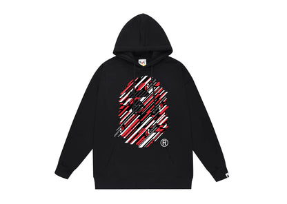 BAPE  Gran Turismo collaboration diagonal-striped Ape Head logo hoodie