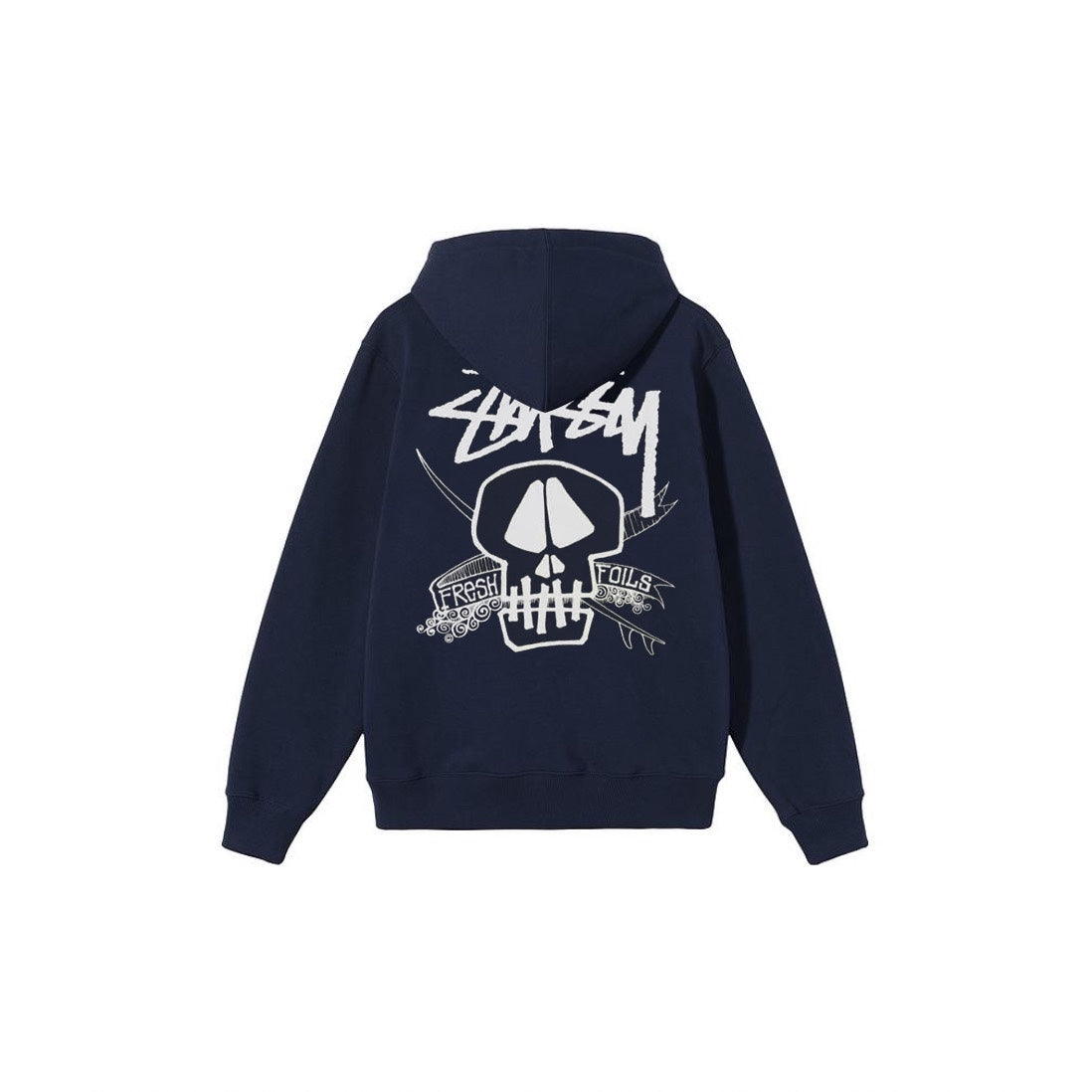 Stu$$y SS24 Casual Lettering Round Neck Skull Graphic Printed Crewneck Hoodie
