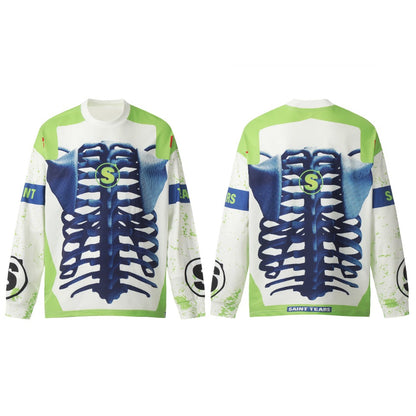 Saint Mich@el Tears Full Print Long Sleeve White Blue Bone