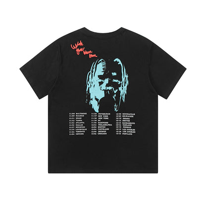 Travis Scott Cactus Jack Astroworld portrait printing short sleeves