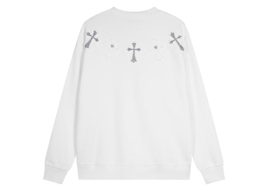 Chrome Hearts latest heavy-weight basic crewneck sweatshirt in white 5LCMOTT7