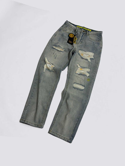 Drew House Smiley Face Jeans With Holes
