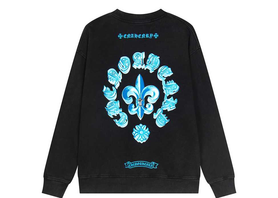 Chrome Hearts latest basic crewneck sweatshirt Black/Blue