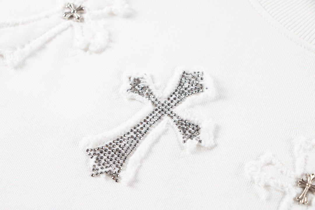 Chrome Hearts latest heavy-weight basic crewneck sweatshirt in white 5LCMOTT7