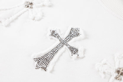 Chrome Hearts latest heavy-weight basic crewneck sweatshirt in white 5LCMOTT7