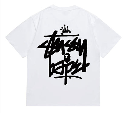 BAPEStuss! Black Color logo lettering Tee