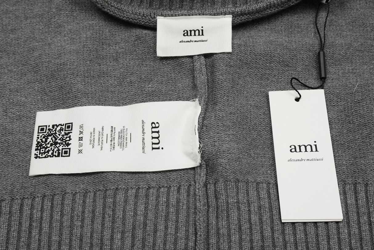 Am1 2024SS classic gray jacquard big heart turtleneck sweater SOOFSGWX