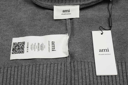 Am1 2024SS classic gray jacquard big heart turtleneck sweater SOOFSGWX