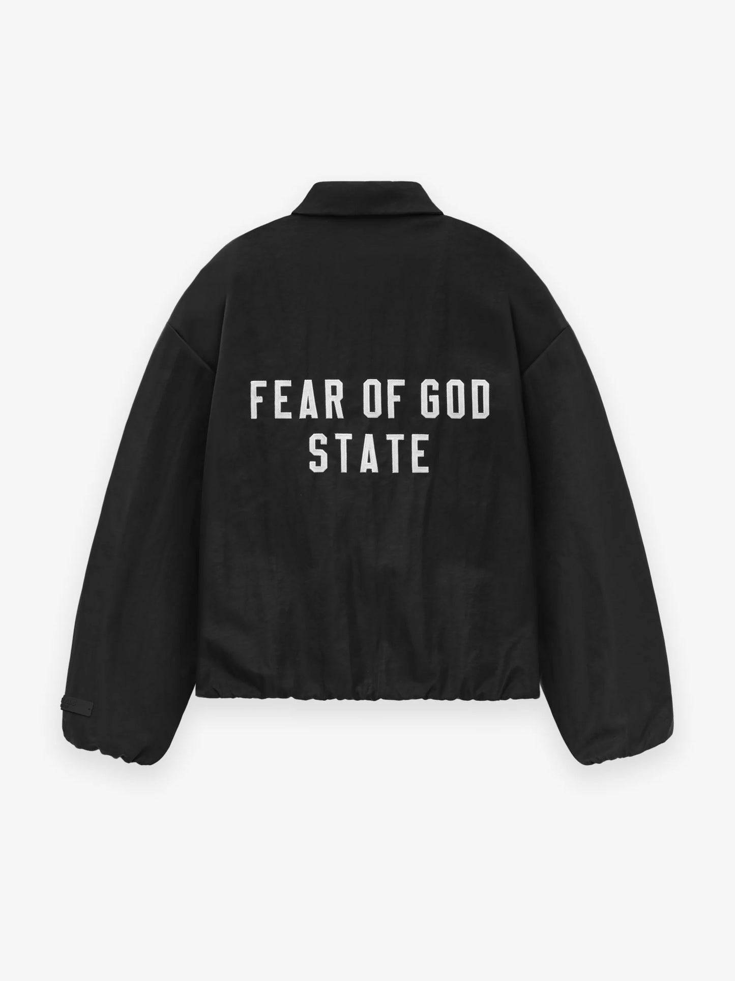 FEAR OF GOD ESSENTIALS 24FW stand collar windbreaker with appliqu茅 letter embroidery.