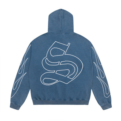 Saint Mich@el tears washed distressed salt-treated 400g heavy-weight vintage terry cloth hoodie JEL5A7W2