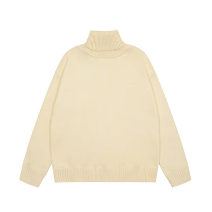 Am1 2024SS classic cream white jacquard big heart turtleneck sweater