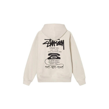 Stu$$y OLD PHONE TEE pigment dyed graphic print hoodie with vintage phone design