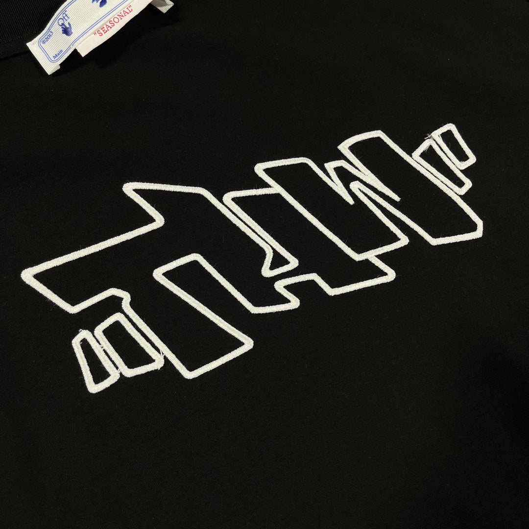 Ow23ss embroidery printing flocking letter short sleeves