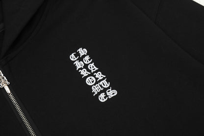 Chrome Hearts black embroidered and printed heavy-duty zip-up hoodie C6BFSIQX