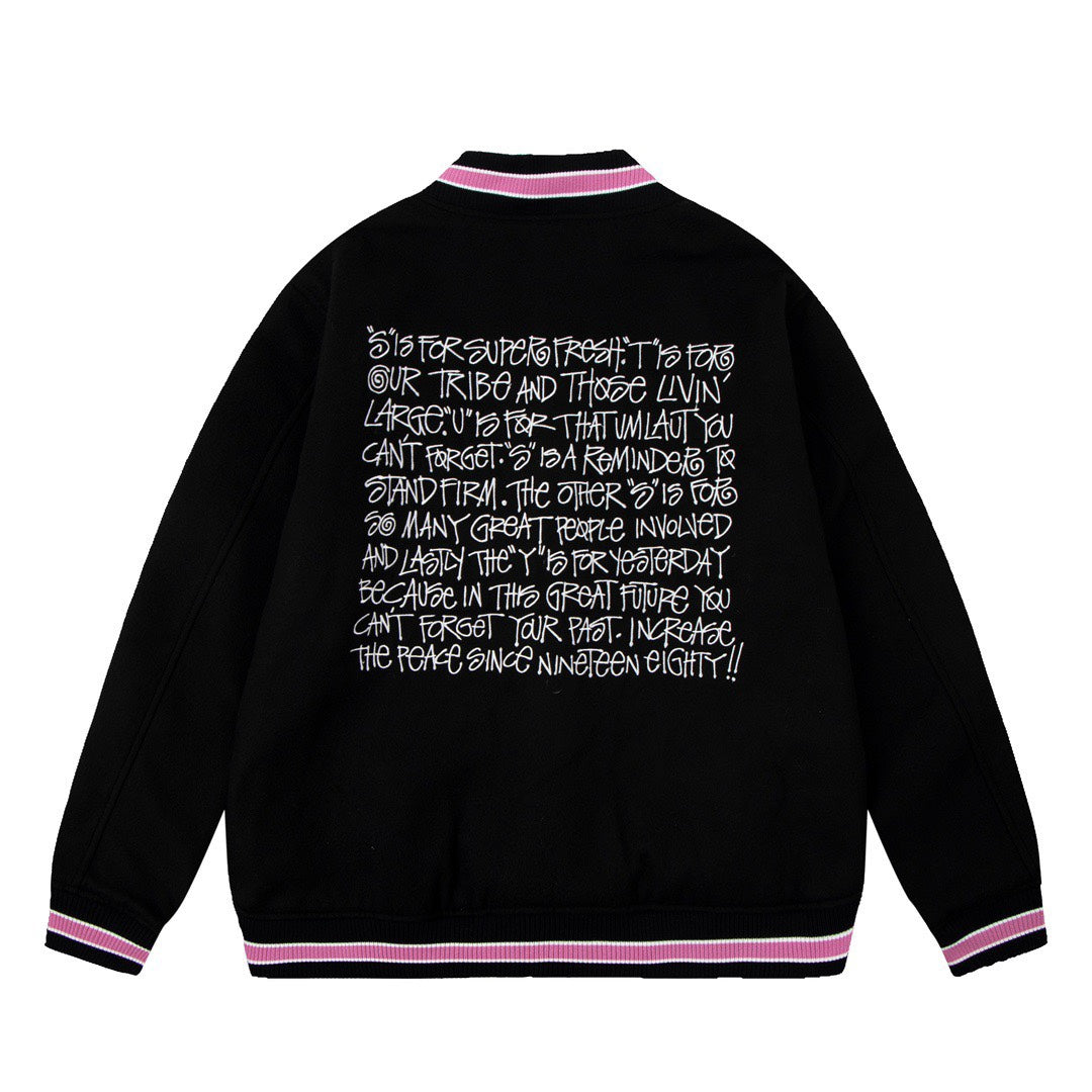 Stussy S Talk Melton Varsity Jacket