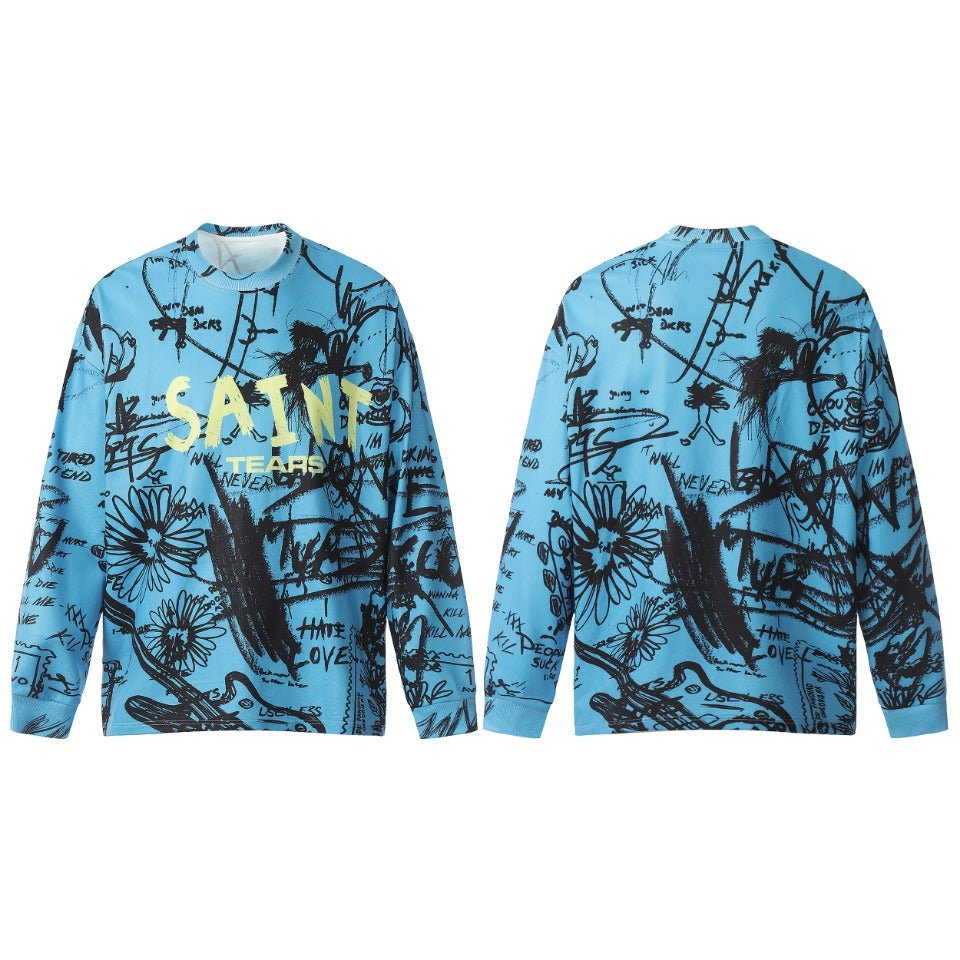 Saint Mich@el Tears Graffiti Full Print Long Sleeve