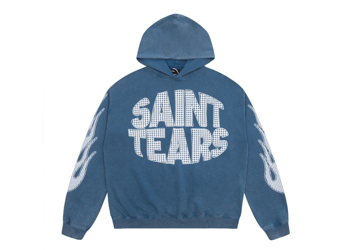Saint Mich@el tears washed distressed salt-treated 400g heavy-weight vintage terry cloth hoodie P3FJ7LHP