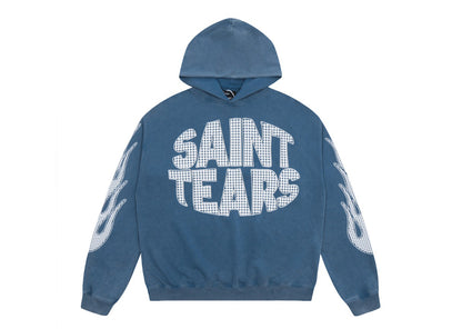 Saint Mich@el tears washed distressed salt-treated 400g heavy-weight vintage terry cloth hoodie P3FJ7LHP