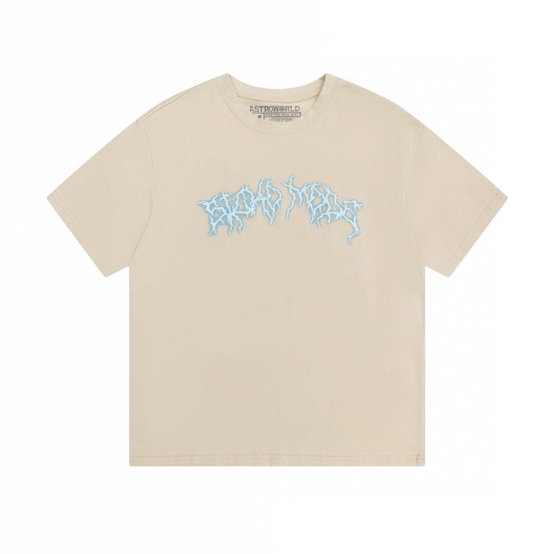 Travis Scott Letter lightning foam printing short sleeves