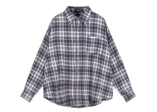 Far Archive Flannel Tassel Blue Plaid Shirt