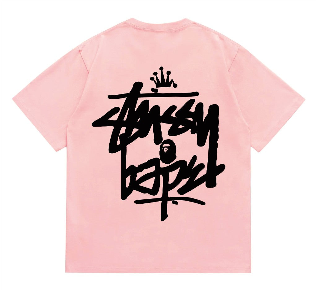 BAPEStuss! Black Color logo lettering Tee