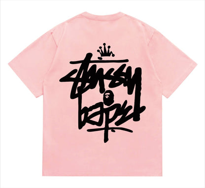 BAPEStuss! Black Color logo lettering Tee