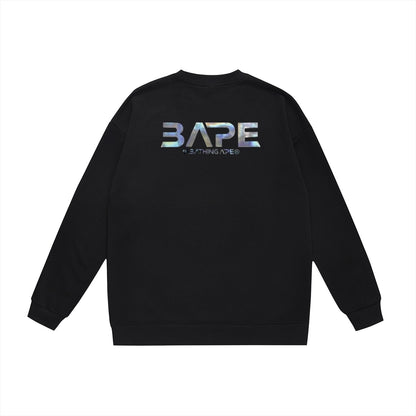 BAPE Mid-Autumn Moon and UFO Ape Head holographic logo graphic crewneck sweatshirt