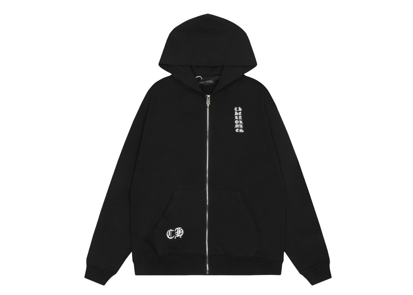Chrome Hearts black embroidered and printed heavy-duty zip-up hoodie C6BFSIQX