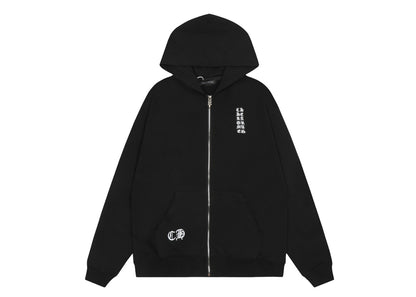 Chrome Hearts black embroidered and printed heavy-duty zip-up hoodie C6BFSIQX