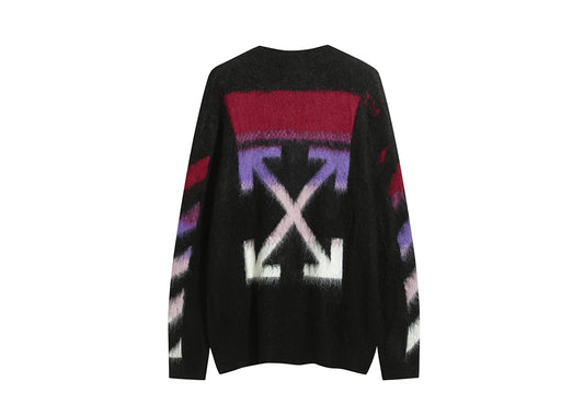 Off White black and red color-block long-sleeve sweater