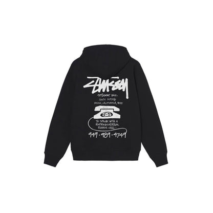 Stu$$y OLD PHONE TEE pigment dyed graphic print hoodie with vintage phone design