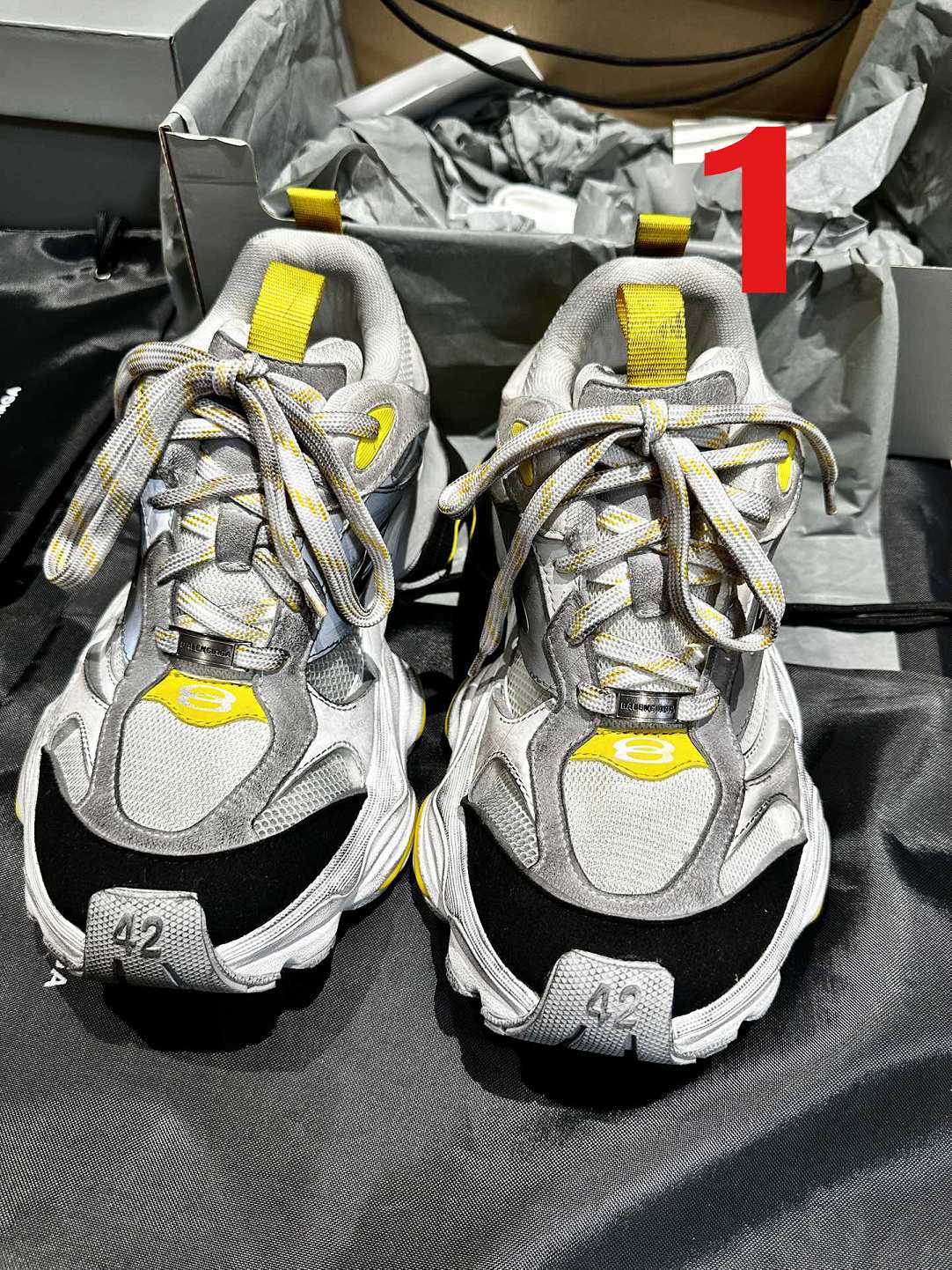 Balenciag* Cargo Sneaker Grey Black Yellow