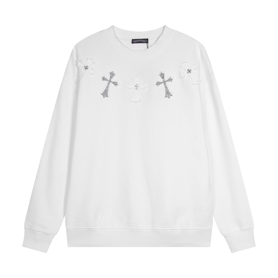 Chrome Hearts latest heavy-weight basic crewneck sweatshirt in white 5LCMOTT7