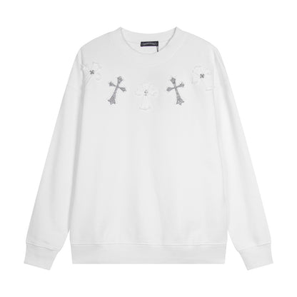 Chrome Hearts latest heavy-weight basic crewneck sweatshirt in white 5LCMOTT7