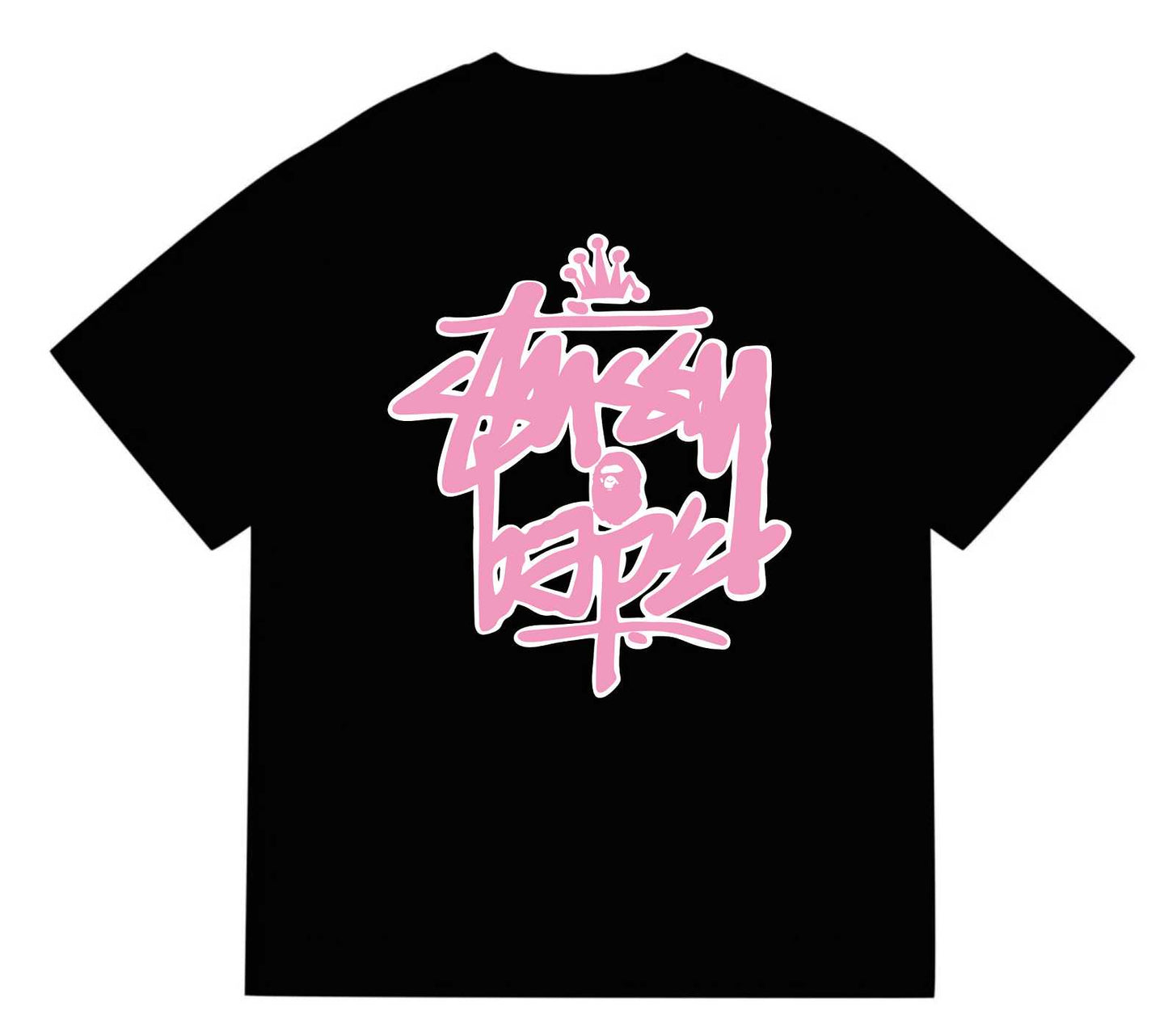 BAPEStuss! Pink Color logo lettering Tee