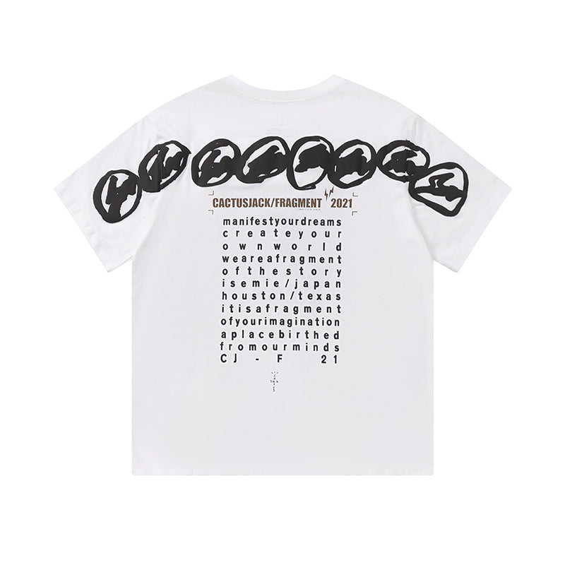 Travis Scott Joint badge style Logo letter foam printing round collar and short sleeves