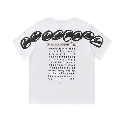 Travis Scott Joint badge style Logo letter foam printing round collar and short sleeves