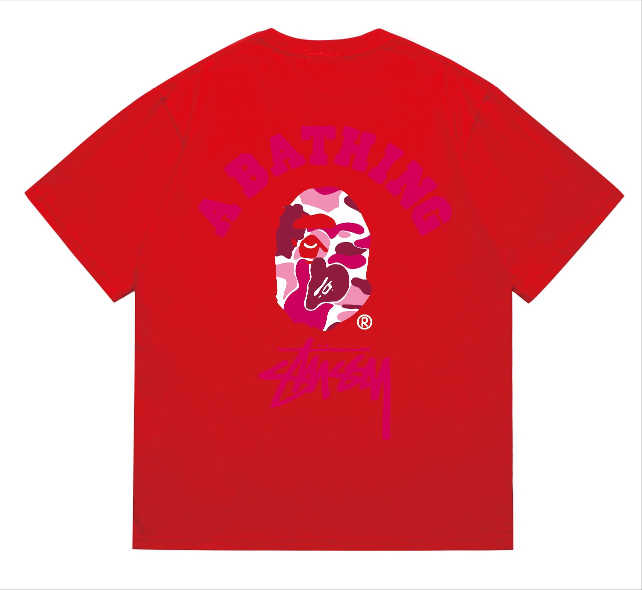BAPEStuss! Pink Color Camo By Bathing Tee