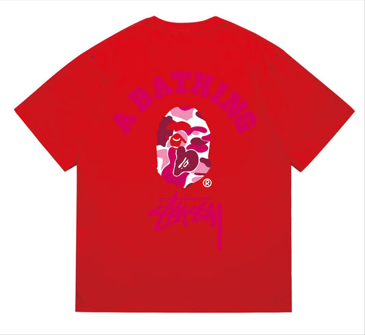 BAPEStuss! Pink Color Camo By Bathing Tee