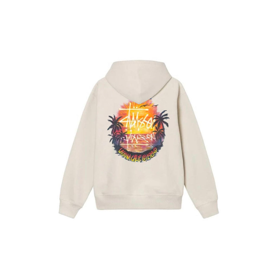 Stu$$y SS24 sunset palm tree scenic graphic print hoodie