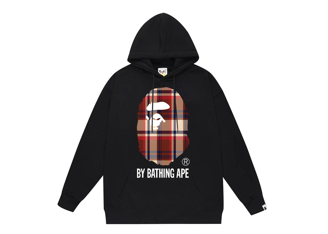 BAPE plaid Ape Head logo hoodie