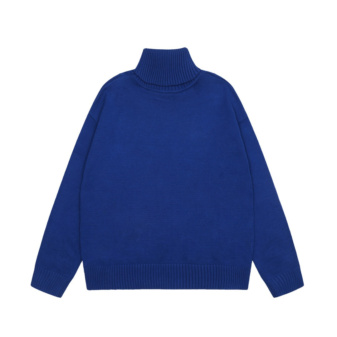 Am1 2024SS classic blue jacquard big heart turtleneck sweater ONSMI35I