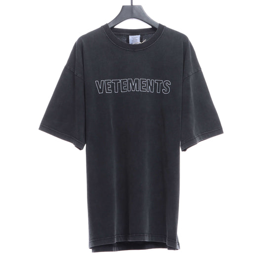 Vetements 23SS Washed Letter Embroidered Short Sleeve T-Shirt