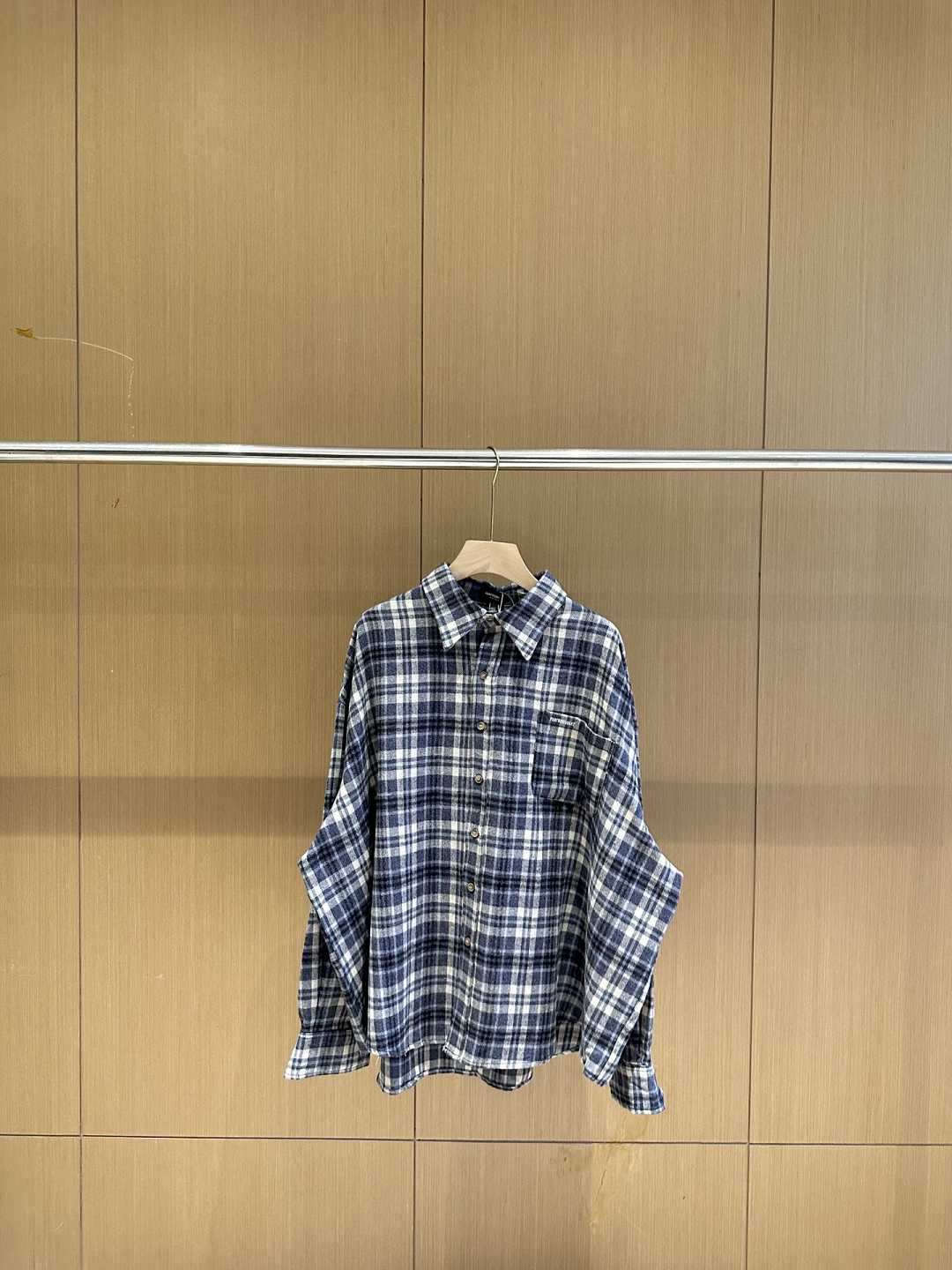Far Archive Flannel Tassel Blue Plaid Shirt