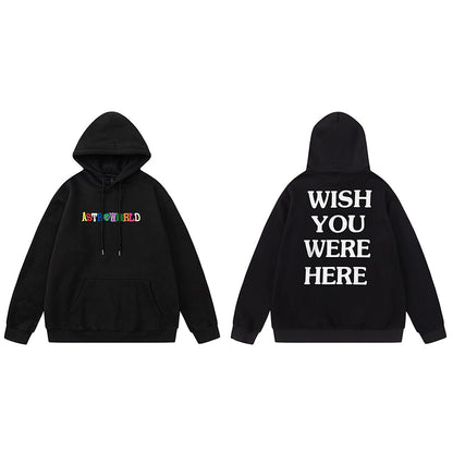 Travis Scott TS Rainbow Letter Embroidery Fleece Hoodie
