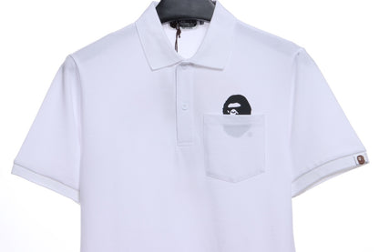 BAPE back colorful letter printing POLO short sleeves
