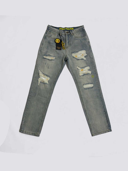 Drew House Smiley Face Jeans With Holes